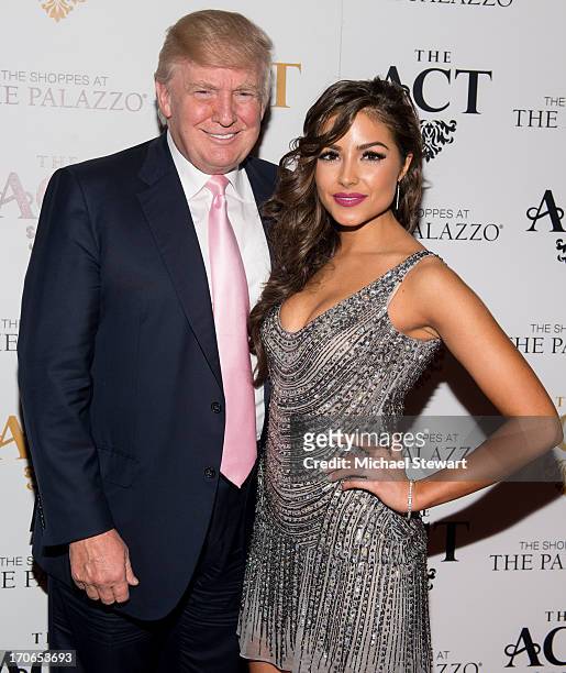 Donald Trump and Miss Universe 2012 Olivia Culpo attend Emin USA launch of single 'Amor' party at The Act at The Palazzo Las Vegas on June 15, 2013...