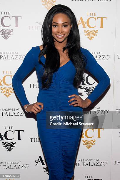 Miss USA 2012 Nana Meriwether attends Emin USA launch of single 'Amor' party at The Act at The Palazzo Las Vegas on June 15, 2013 in Las Vegas,...