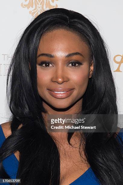 Miss USA 2012 Nana Meriwether attends Emin USA launch of single 'Amor' party at The Act at The Palazzo Las Vegas on June 15, 2013 in Las Vegas,...