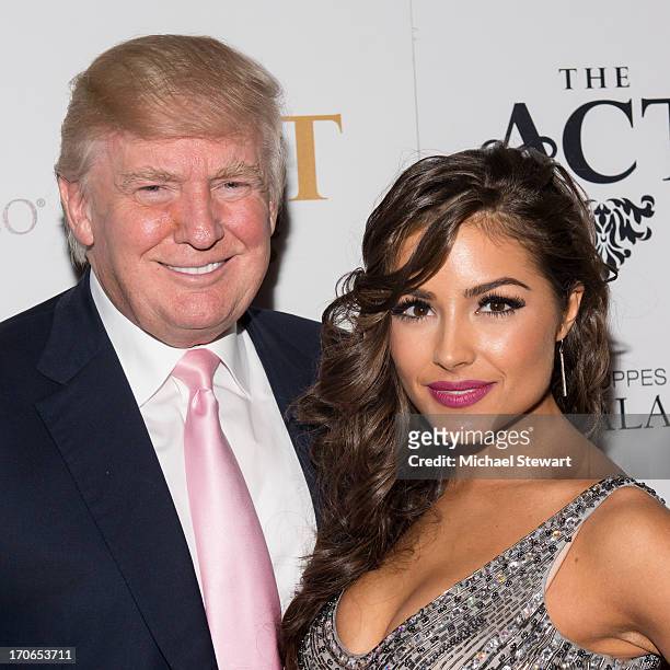 Donald Trump and Miss Universe 2012 Olivia Culpo attend Emin USA launch of single 'Amor' party at The Act at The Palazzo Las Vegas on June 15, 2013...