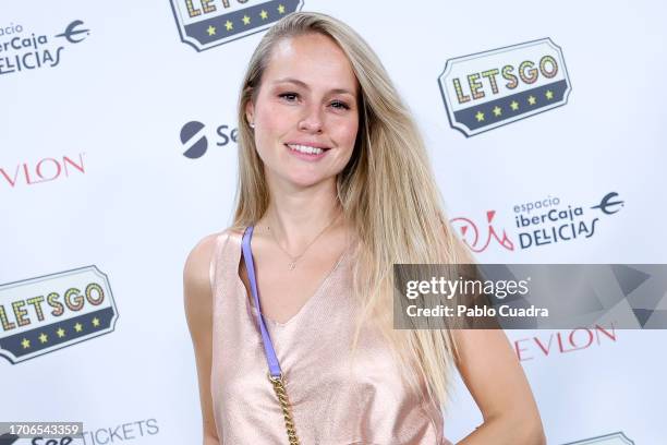 Esmeralda Moya attends the theatre play premiere of "School Of Rock" at Espacio Ibercaja Delicias on September 28, 2023 in Madrid, Spain.