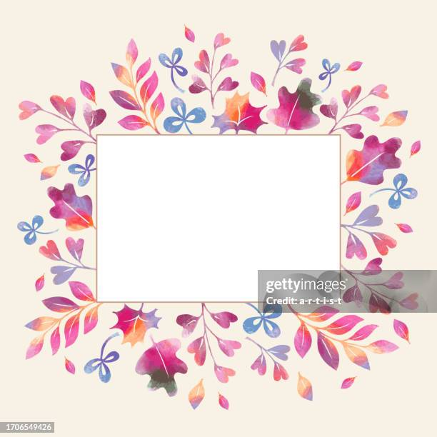 decorative border. background with plants. - fall leaves border stock illustrations