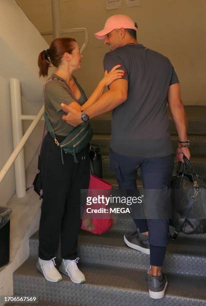 Alyson Hannigan and Mauricio Umanksy are seen arriving at the 'Dancing With The Stars' rehearsals on October 4, 2023 in Los Angeles, California.