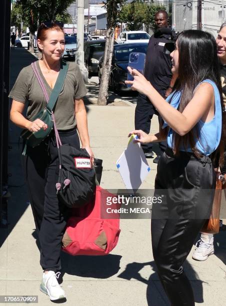 Alyson Hannigan is seen leaving at the 'Dancing With The Stars' rehearsals on October 4, 2023 in Los Angeles, California.