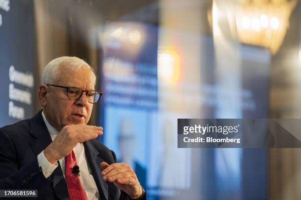 David Rubenstein, co-founder of The Carlyle Group, during the Greenwich Economic Forum in Greenwich, Connecticut, US, on Wednesday, Oct. 4, 2023. The...