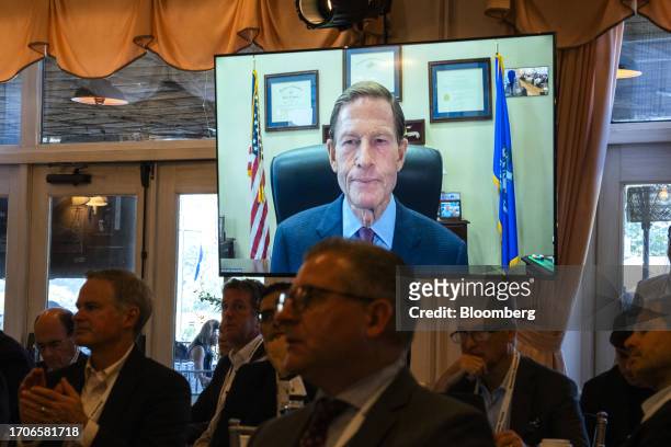 Senator Richard Blumenthal, a Democrat from Connecticut, speaks virtually during the Greenwich Economic Forum in Greenwich, Connecticut, US, on...