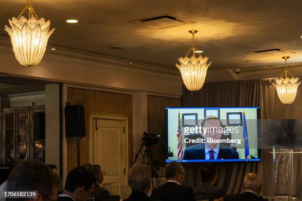 Senator Richard Blumenthal, a Democrat from Connecticut, speaks virtually during the Greenwich Economic Forum in Greenwich, Connecticut, US, on...