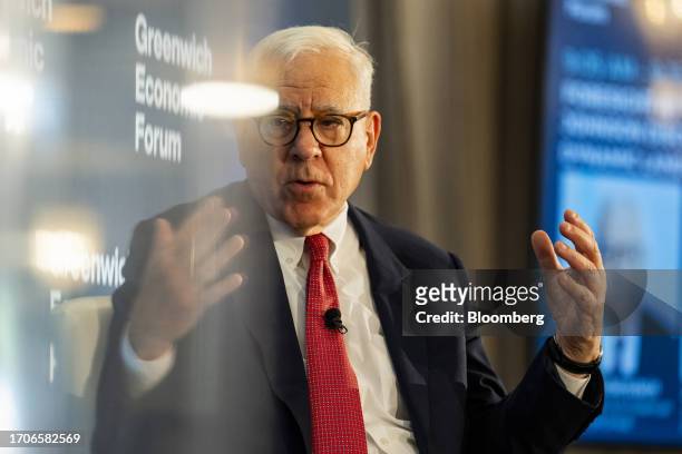 David Rubenstein, co-founder of The Carlyle Group, during the Greenwich Economic Forum in Greenwich, Connecticut, US, on Wednesday, Oct. 4, 2023. The...