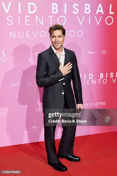 Singer David Bisbal attends to the photocall during the presentation of his New Album "Me Siento Vivo" on September 28, 2023 in Madrid, Spain.