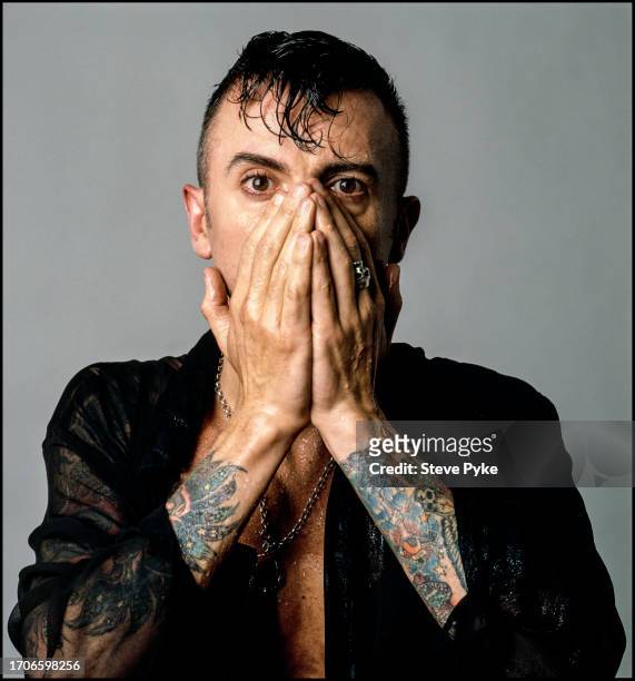 English singer, and former member of new wave synthpop duo Soft Cell, Marc Almond, photographed at The Mission studios London 1991