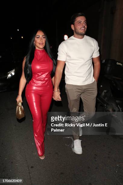Sophie Kasaei and Jordan Brook seen attending In The Style 10th anniversary event at Libertine on September 28, 2023 in London, England.