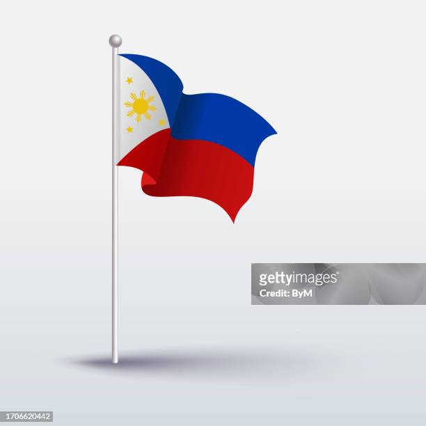 waving flag of philippines - pole stock illustrations