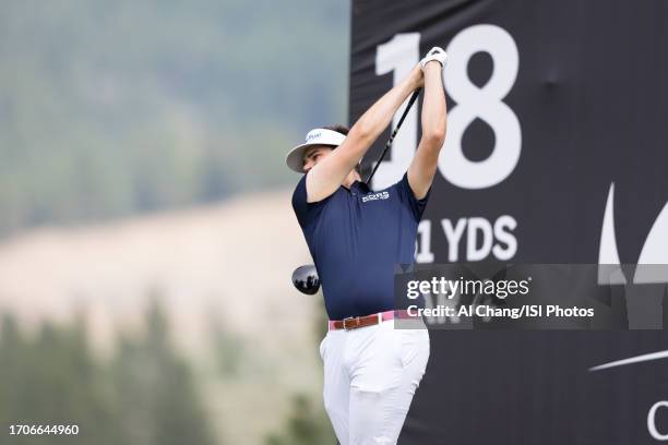 Beau Hossler of the United States tees off on hole during the final round of the Barracuda Championship at Old Greenwood on July 23, 2023 in Truckee,...