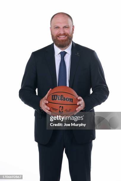 Head Coach Taylor Jenkins of the Memphis Grizzlies poses for a portrait during 2023-24 NBA media day on October 2, 2023 at FedExForum in Memphis,...
