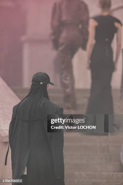 Fashion designer Rick Owens walks the runway during the Rick Owens Ready to Wear Spring/Summer 2024 fashion show as part of the Paris Fashion Week on...