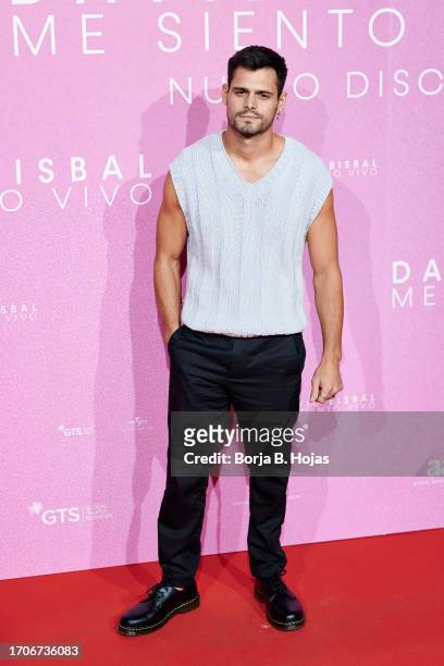 Lucas Velasco attends to the photocall during the presentation of David Bisbal's New Album "Me Siento Vivo" on September 28, 2023 in Madrid, Spain.