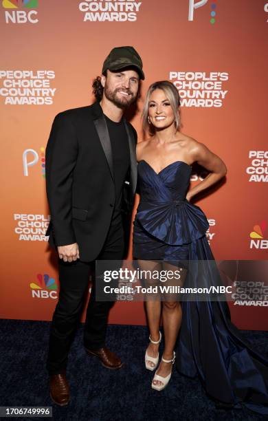 Pictured: Hunter Phelps and Kelli Phelps arrive to the 2023 People's Choice Country Awards held at the Grand Ole Opry House on September 28, 2023 in...