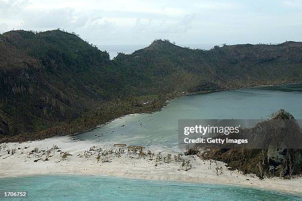 One of several villages on the remote island of Tikopia is shown January 2, 2003 which is part of the Temotu Province of the Solomon Islands....