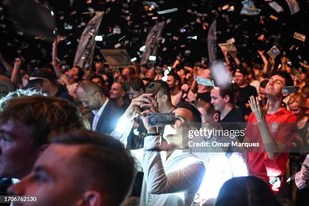 Supporters of Poland’s Far Right Konfederacja Party during a convention rally ahead of October’s general elections on September 28, 2023 in Wroclaw,...