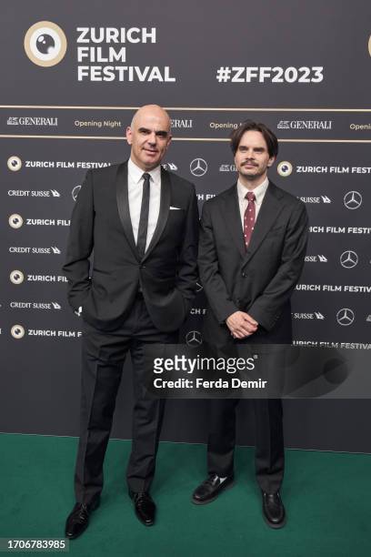 Swiss President Alain Berset, film director Kristoffer Borgli attend the Opening Ceremony SoundTrack Zurich during the 19th Zurich Film Festival on...