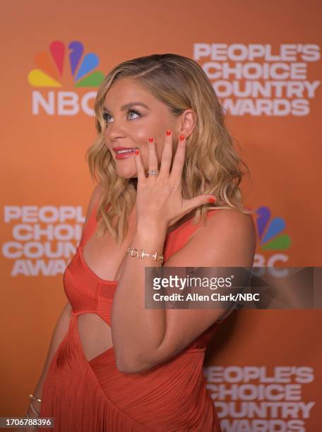 Pictured: Lauren Alaina arrives to the 2023 People's Choice Country Awards held at the Grand Ole Opry House on September 28, 2023 in Nashville,...