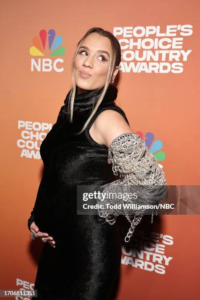 Pictured: Gabby Barrett arrives to the 2023 People's Choice Country Awards held at the Grand Ole Opry House on September 28, 2023 in Nashville,...