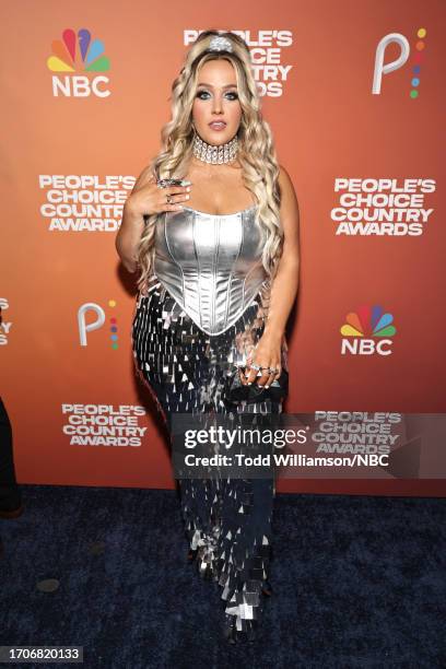 Pictured: Priscilla Block arrives to the 2023 People's Choice Country Awards held at the Grand Ole Opry House on September 28, 2023 in Nashville,...