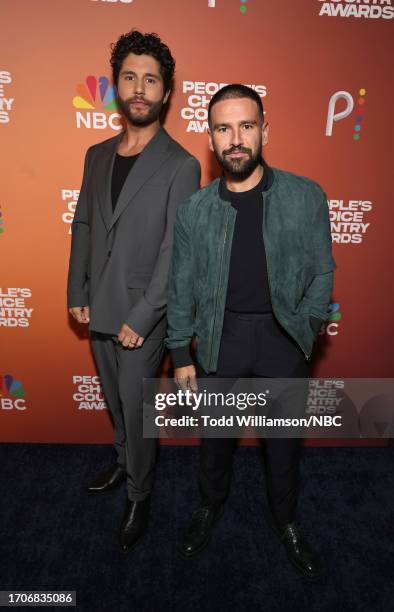 Pictured: Dan Smyers and Shay Mooney of Dan + Shay arrive to the 2023 People's Choice Country Awards held at the Grand Ole Opry House on September...