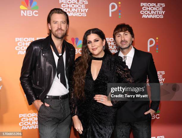 Charles Kelley, Hillary Scott and Dave Haywood of Lady A attend the 2023 People's Choice Country Awards at The Grand Ole Opry on September 28, 2023...