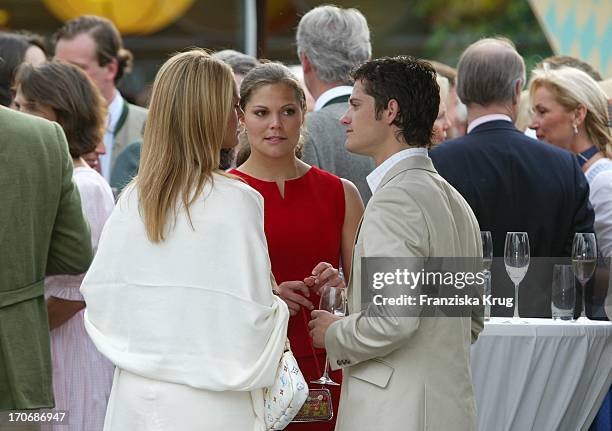 Prinzessin Victoria Und Schwester Madeleine Von Schweden Und Bruder Prinz Carl Philip Beim Empfang Zum 60. Geburtstag Von Leopold V. Bayern Im Dorint...