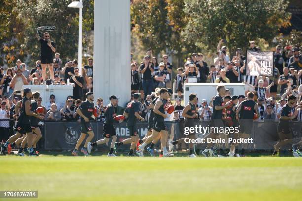 Magpies players in action during a Collingwood Magpies AFL training session at AIA Centre on September 29, 2023 in Melbourne, Australia.