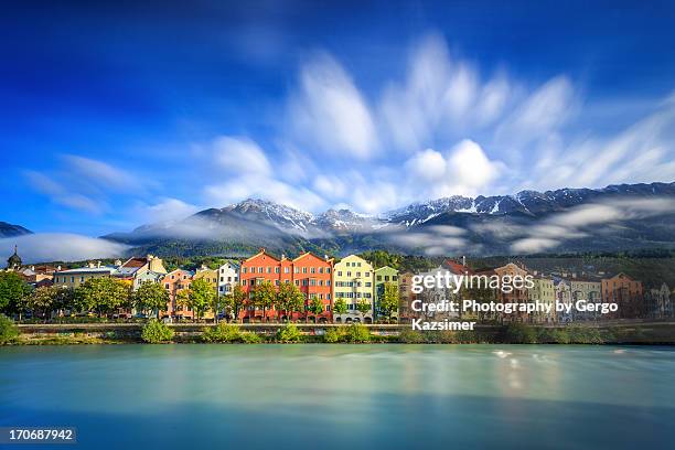 bank of river inn - innsbruck bildbanksfoton och bilder