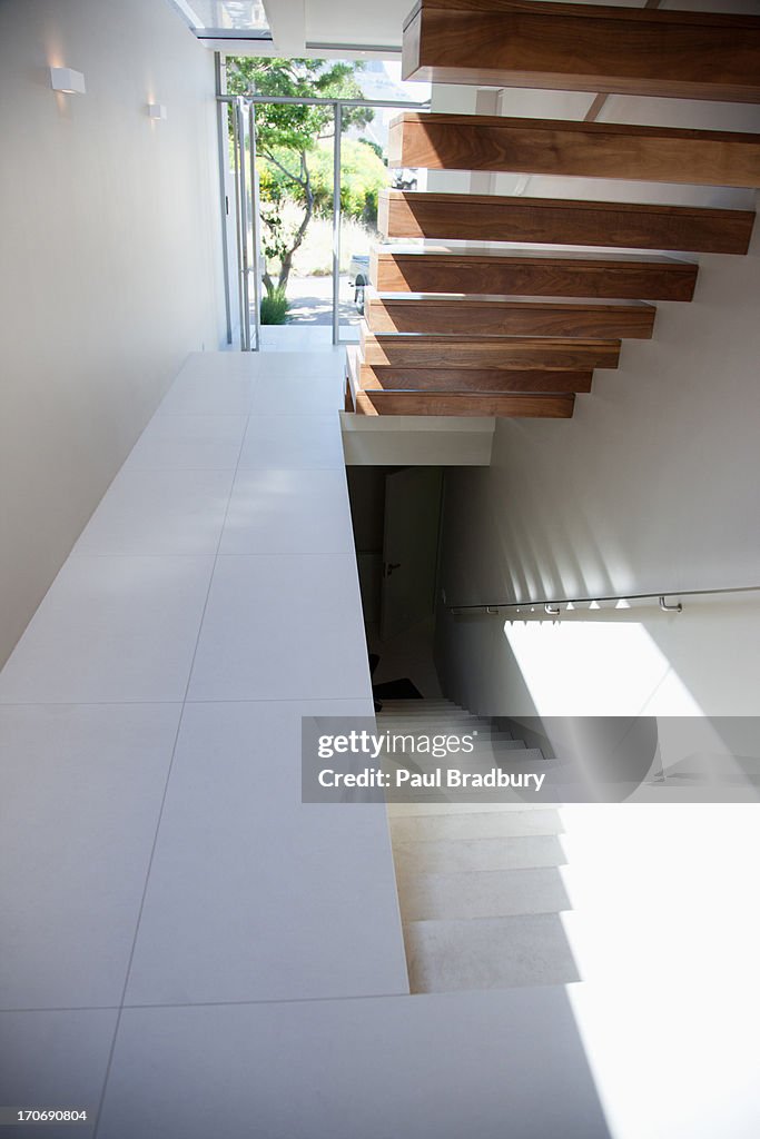 Staircase and entryway of modern home