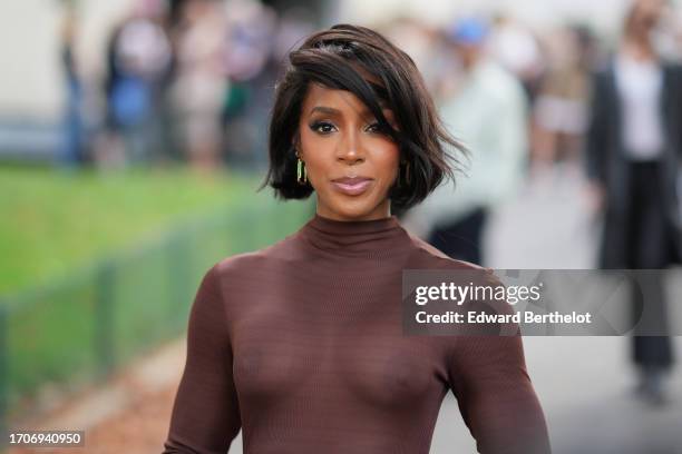 Kelly Rowland is seen during the Womenswear Spring/Summer 2024 as part of Paris Fashion Week on September 28, 2023 in Paris, France.