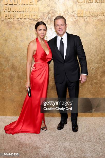 Luciana Damon and Matt Damon attend the Clooney Foundation For Justice's "The Albies" on September 28, 2023 in New York City.