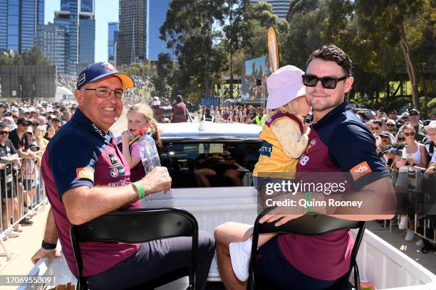 Lions coach Chris Fagan and Lachie Neale attend the 2023 AFL Grand Final Parade on September 29, 2023 in Melbourne, Australia.