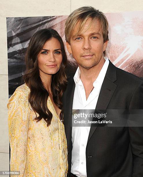 Actress Lauren Michelle Hill and actor Sean Patrick Flanery attend the "Dexter" series finale season premiere party at Milk Studios on June 15, 2013...