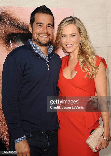Actress Julie Benz and husband Rich Orosco attend the "Dexter" series finale season premiere party at Milk Studios on June 15, 2013 in Hollywood,...
