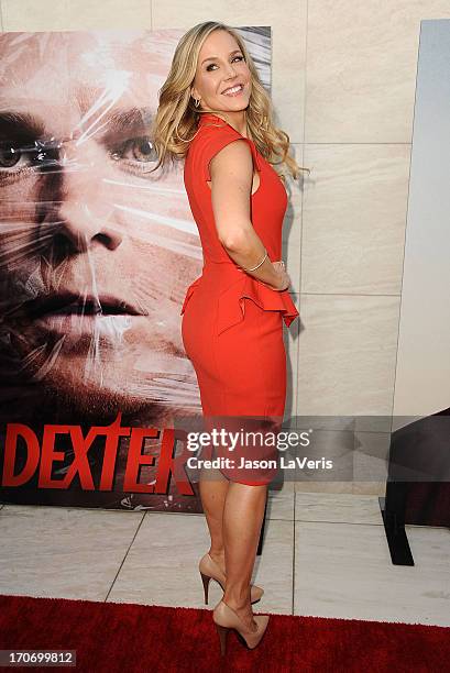 Actress Julie Benz attends the "Dexter" series finale season premiere party at Milk Studios on June 15, 2013 in Hollywood, California.