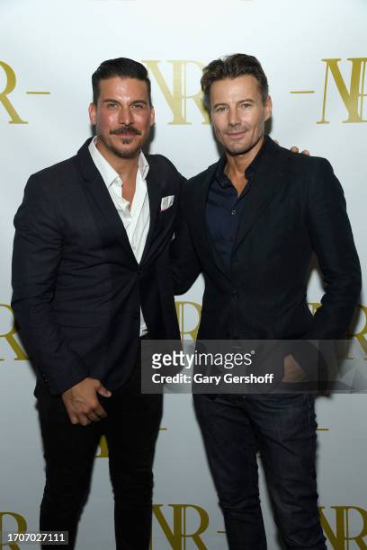 Jax Taylor and Alex Lundqvist attend the Newsroom Speakeasy restaurant grand opening on September 28, 2023 in New York City.