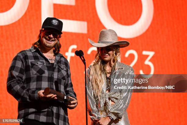 Pictured: HARDY and Lainey Wilson accept the The Music Video of 2023 award for “wait in the truck” on stage during the 2023 People's Choice Country...