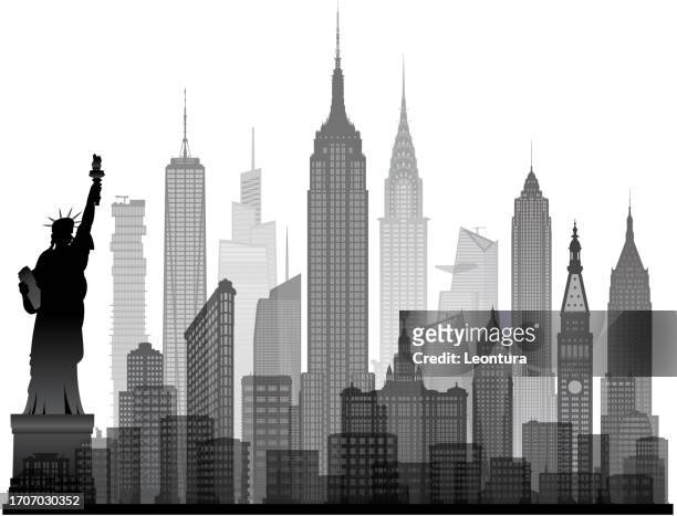 new york city skyline (all buildings are moveable and complete) - one world trade center vector stock illustrations