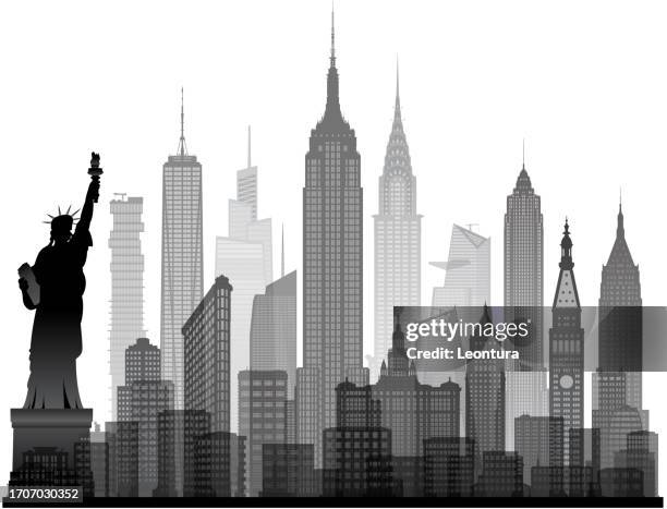new york city skyline (all buildings are moveable and complete) - nyc silhouette stock illustrations