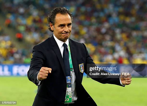 Cesare Prandelli head coach of Italy celebrates at the end of the FIFA Confederations Cup Brazil 2013 Group A match between Mexico and Italy at the...