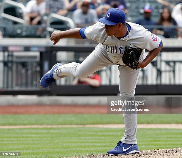 Carlos Marmol of the Chicago Cubs pitches against the New York Mets during their game on June 16, 2013 at Citi Field in the Flushing neighborhood of...