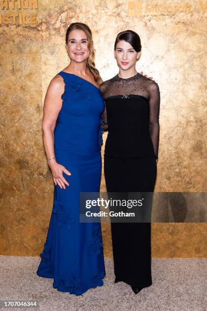 Melinda French Gates and Phoebe Gates attend the Clooney Foundation for Justice's The Albies at the New York Public Library on September 28, 2023 in...