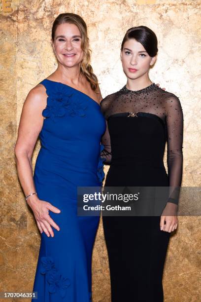 Melinda French Gates and Phoebe Gates attend the Clooney Foundation for Justice's The Albies at the New York Public Library on September 28, 2023 in...