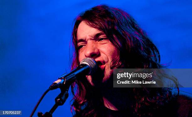 Musician Matt Stevenson of Spires performs during the 2013 Northside Festival at the Jameson Black Barrel Lounge at Villain on June 16, 2013 in the...