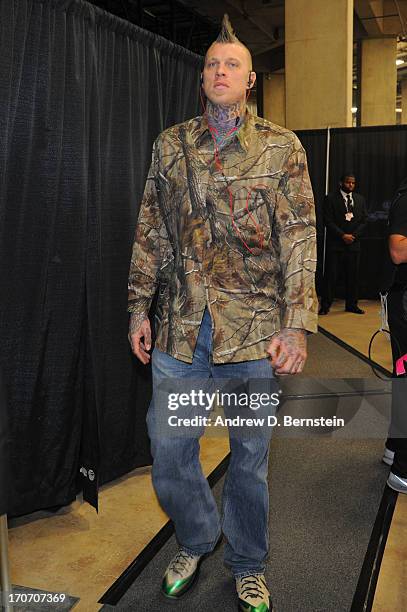 Chris Andersen of the Miami Heat arrives at the AT&T Center prior to the start of Game Five of the 2013 NBA Finals against the San Antonio Spurs on...