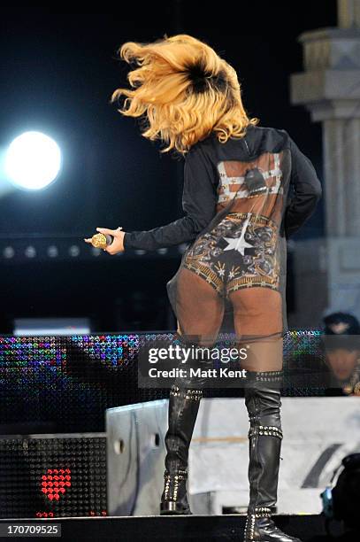 Rihanna performs at Twickenham Stadium on June 16, 2013 in London, England.